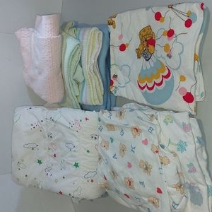 Vintage Crib Sheet and Blanket Lot